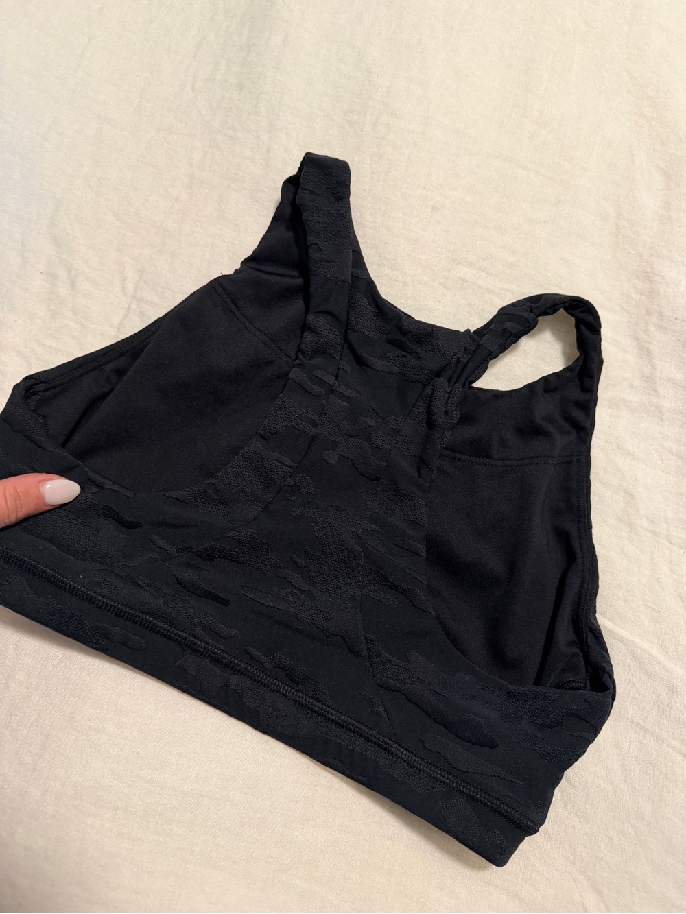 Fleo Black Textured High-Neck Sports Bra - Picture 2 of 2